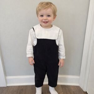 Boys N Berries Boy's Black Bodysuit With Matching Sailor Collared Shirt 2T